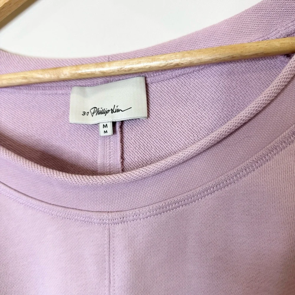 3.1 Phillip Lim Shirred Ballerina Neck Crop Top Lilac Designer - Picture 3 of 8